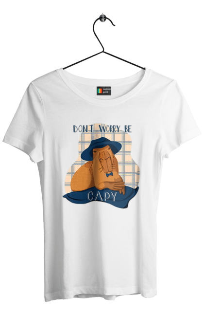 Women's t-shirt with prints Capybara. Animal, capybara, rodent. 2070702