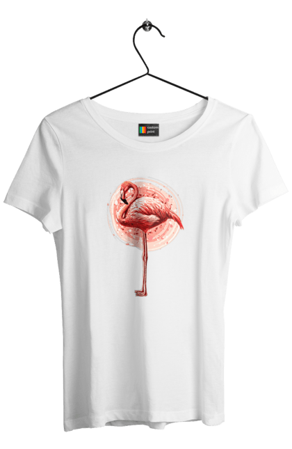 Футболка жіноча з принтом "Фламінго Арт". Рожеве фламінго, тварина, фламінго. 2070702