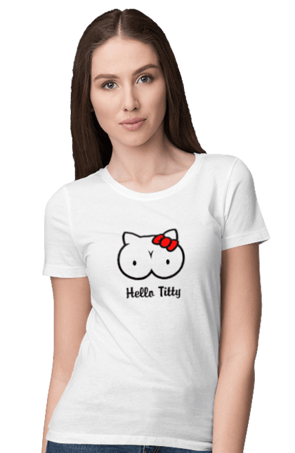 Футболка жіноча з принтом "Hello Kitty". Hello, hello kitty, kitty, дорослі, краса. 2070702