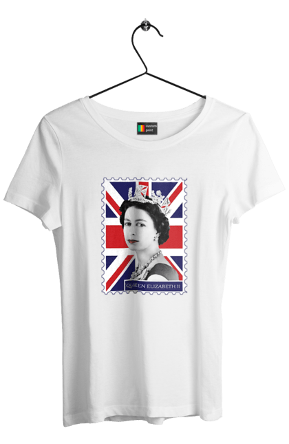 Women's t-shirt with prints Queen Elizabeth II. Britain, british, england, platinum jubilee, queen, queen elizabeth, queen elizabeth ii, rip queen elizabeth. 2070702