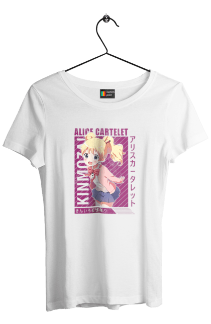 Футболка жіноча з принтом "Золота мозаїка Аліса Картелет". Alice cartelet, anime, kiniro mosaic, kinmoza, manga, аліса, аліса картелет, аніме, золота мозаїка, манга. 2070702