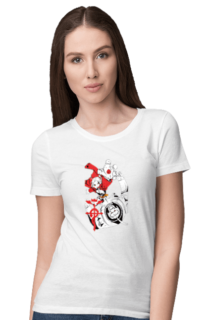 Women's t-shirt with prints Fullmetal Alchemist. Adventures, alphonse elric, anime, edward elric, fullmetal alchemist, light novel, manga, steampunk. 2070702