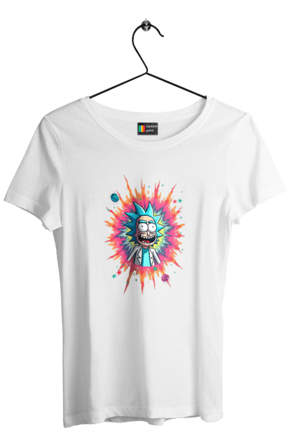 Women's t-shirt with prints Rick and Morty. Adventures, black humor, cartoon, rick, rick and morty, sci-fi, tragicomedy. 2070702