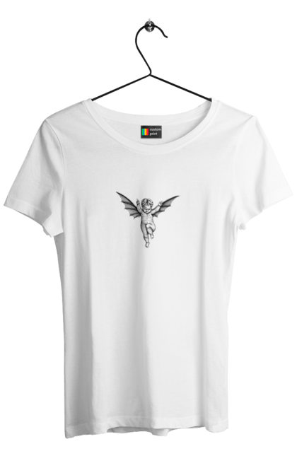 Women's t-shirt with prints Angel. Angel, child, evil, image, wings. CustomPrint.market