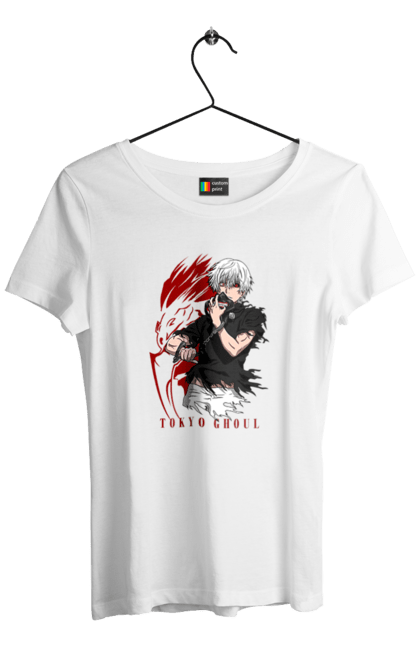 Футболка жіноча з принтом "Токійський гуль". Kaneki ken, tokyo ghoul, аніме, драма, жахи, канеки кен, канекі кен, манга, токійський гуль, фантастика. 2070702