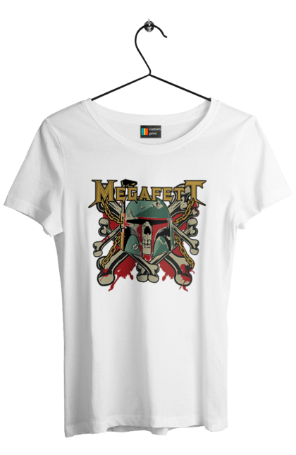 Women's t-shirt with prints Megafett. Bob fett, boba fett, clone, head hunter, megadeth, megafett, star wars. 2070702