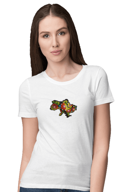 Футболка жіноча з принтом "Справжня Україна". Барви, квіти, кольрі, краса, лепестки, листя, настрій, справжня україна. 2070702