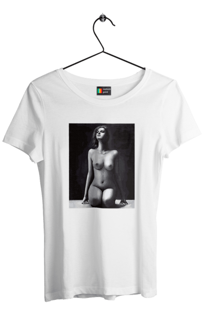 Футболка жіноча з принтом "Краса тіла". Вигини жіночого тіла, грація тіла, груди, жіноче тіло, жіночі груди, краса тіла. 2070702