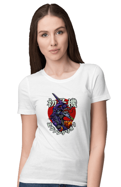 Women's t-shirt with prints Evangelion. Angel, anime, eva 01, evangelion, manga, neon genesis evangelion, shinji. 2070702