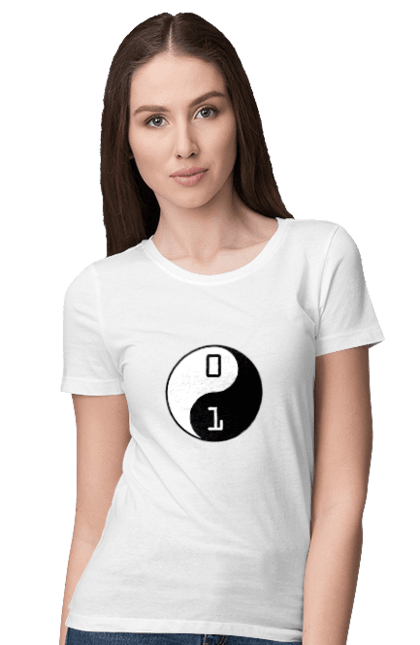 Футболка жіноча з принтом "Інь Янь". Angular, c, css, html, it, javascript, jquery, php, python, react, svelt, vue, айтишник, айті, гумор, код, кодувати, прогер, програміст, програмісти, ти ж, ти ж програміст, тиж програміст. 2070702