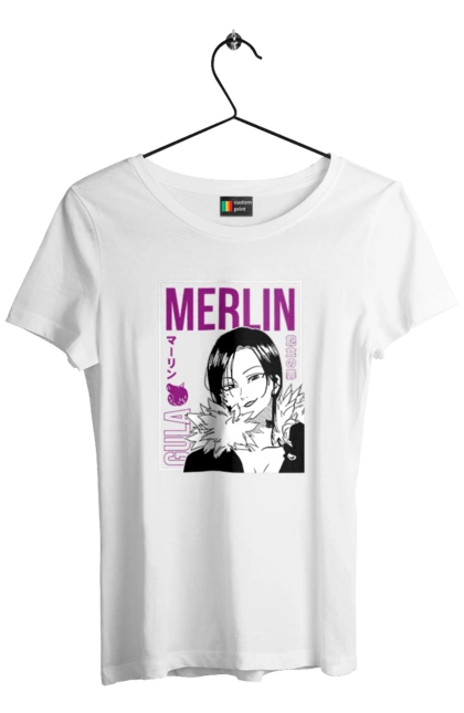 Women`s t-shirt with prints Seven Deadly Sins Merlin. Adventures, anime, comedy, fantasy, manga, merlin, seven deadly sins. 2070702