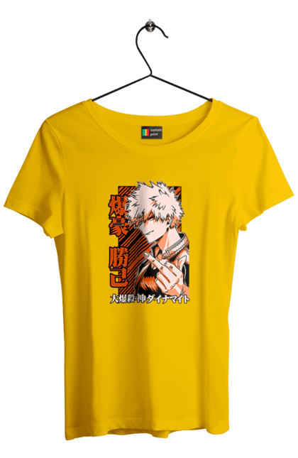 Футболка жіноча з принтом "Моя академія героїв Бакуго". Bakugo, katsuki, katsuki bakugo, my hero academia, академія юей, аніме, бакуго, кацукі бакуго, манга, моя геройська академія. 2070702