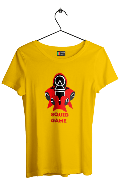 Футболка жіноча з принтом "Squid game1". Гра в кальмара, кальмар, серіал, фільм. PrintMarket - інтернет-магазин одягу та аксесуарів з принтами плюс конструктор принтів - створи свій унікальний дизайн