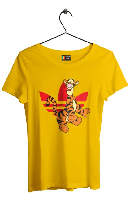 Футболка жіноча з принтом "Adidas Тигра". Adidas, tigger, winnie the pooh, адідас, вінні пух, мультсеріал, тигр, тигра. 2070702