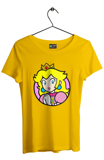 Футболка женская с принтом Марио Принцесса Пич. Mario bros, nintendo, princess peach, super mario bros, братья супер марио, игра, марио, персонаж, принцесса пич. 2070702