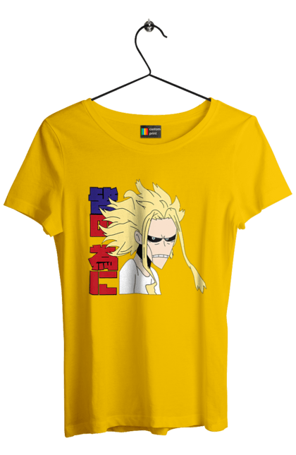 Футболка жіноча з принтом "Моя академія героїв Всемогутній". All might, my hero academia, yagi toshinori, академія юей, аніме, всемогутній, манга, моя геройська академія, один за всіх, тошинорі ягі. 2070702