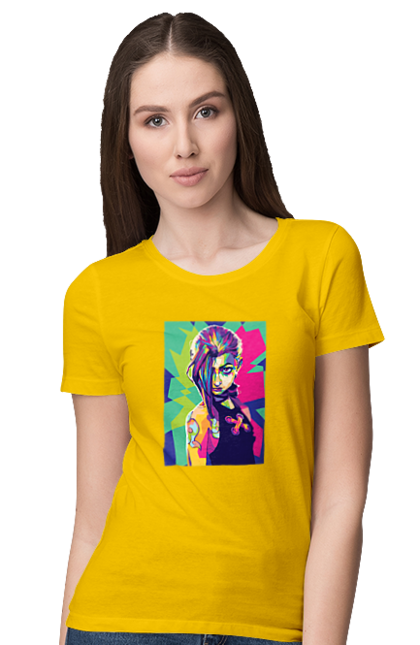 Women's t-shirt with prints Arcane. Animated series, arcane, fantasy, fortiche, jinx, league of legends, riot games, wai. 2070702