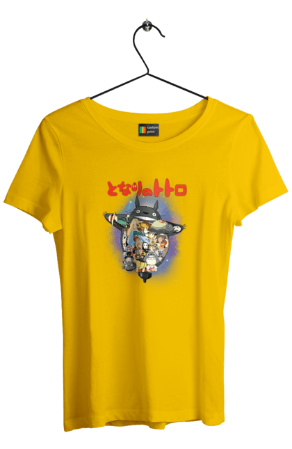 Women's t-shirt with prints Totoro. Adventures, anime, comedy drama, fantasy, film, my neighbor totoro, tv series. 2070702