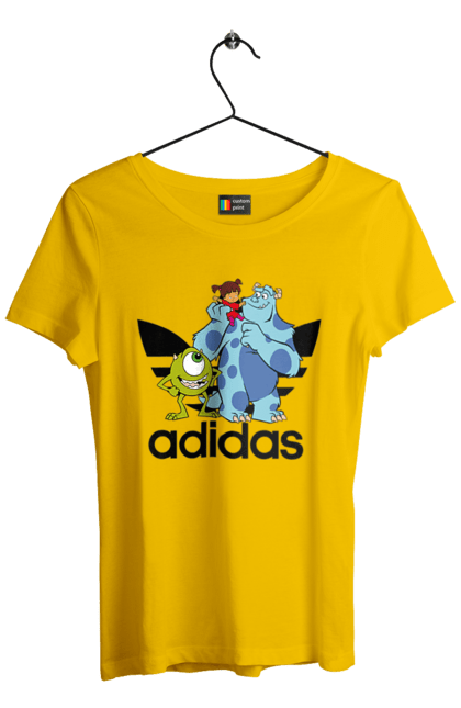 Футболка жіноча з принтом "Adidas Корпорація монстрів". Adidas, monsters inc, pixar, адідас, корпорація монстрів, мультфільм. 2070702