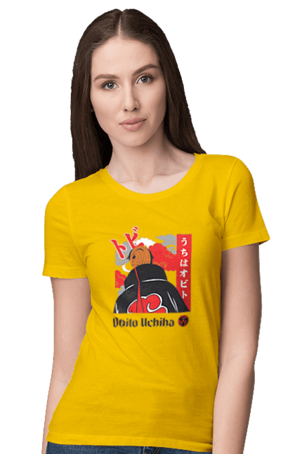 Women's t-shirt with prints Naruto Obito Uchiha. Anime, character, manga, naruto, ninja, obito, obito uchiha, tv series, uchiha. 2070702