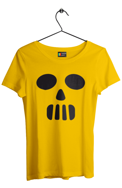 Women's t-shirt with prints Halloween pumpkin face. Costume, halloween, holiday, october, october 31, pumpkin, scary, sweets, trick or treat. 2070702