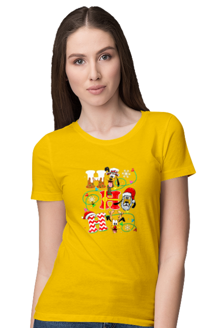 Women's t-shirt with prints Merry Christmas. Cartoon, christmas, christmas, deer, disney, holiday, merry christmas, santa. 2070702