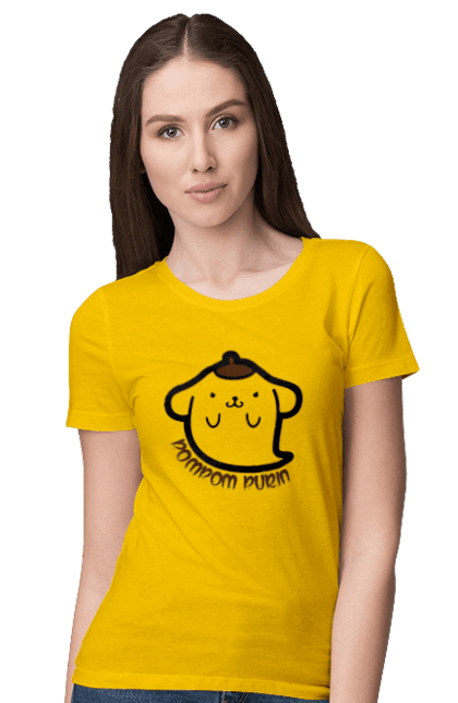 Women's t-shirt with prints Hello Kitty Pompompurin. Brand, character, ghost, halloween, hello kitty, pompompurin. 2070702