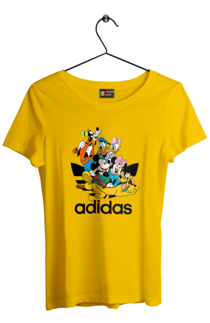 Футболка жіноча з принтом "Adidas Міккі Маус". Adidas, mickey mouse, адідас, дісней, міккі, міккі маус, мультфільм. 2070702