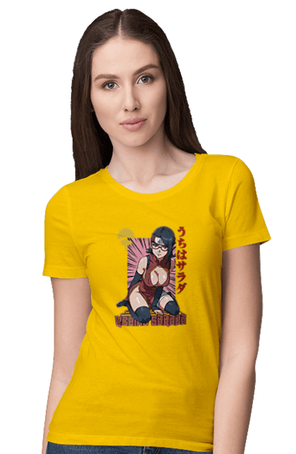 Women's t-shirt with prints Boruto Sarada Uchiha. Anime, boruto, manga, sarada uchiha, tv series, uchiha. 2070702