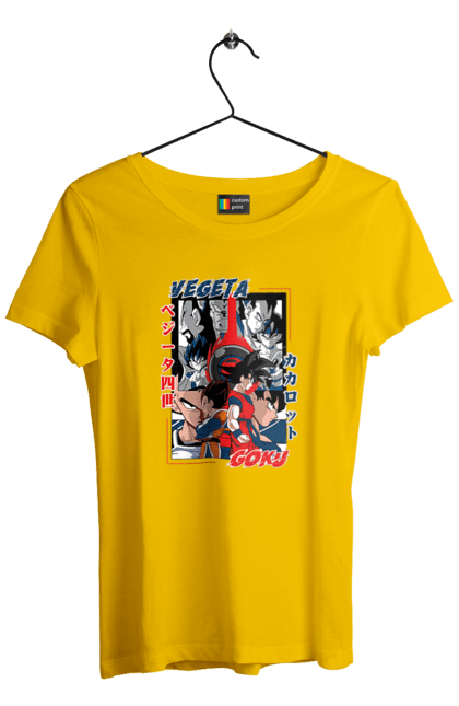 Women's t-shirt with prints Dragon Ball. Anime, dragon ball, goku, manga, tv series, vegeta. 2070702