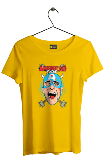 Women's t-shirt with prints American Psycho. American psycho, book, captain america, movie. 2070702