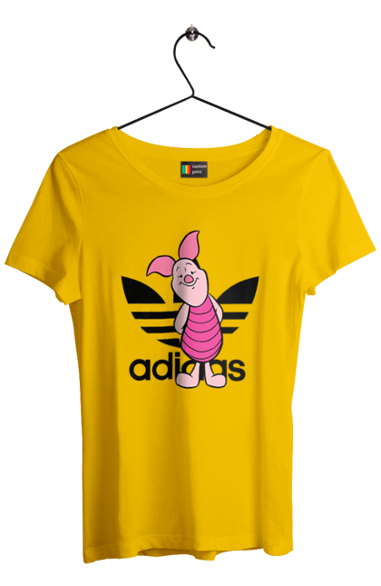 Футболка жіноча з принтом "Adidas П'ятачок". Adidas, piglet, адідас, вінні пух, мультфільм, п ятачок, п`ятачок, пятачок. 2070702