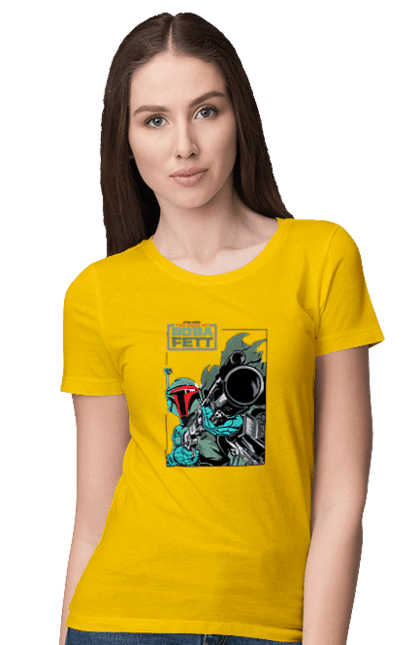 Women's t-shirt with prints Boba Fett. Bob fett, boba fett, clone, head hunter, star wars. 2070702