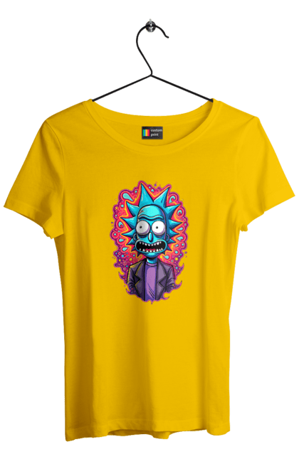 Women's t-shirt with prints Rick and Morty. Adventures, black humor, cartoon, rick, rick and morty, sci-fi, tragicomedy. 2070702