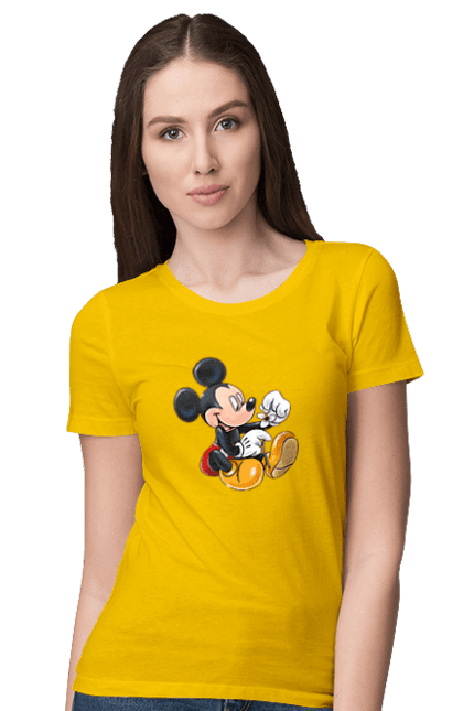 Футболка женская с принтом Микки Маус. Mickey mouse, дисней, микки, микки маус, мультфильм. 2070702