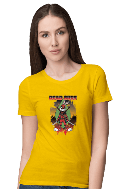 Women's t-shirt with prints Bugs Bunny Deadpool. Bugs bunny, cartoon, deadpool, looney tunes, marvel, merrie melodies. 2070702