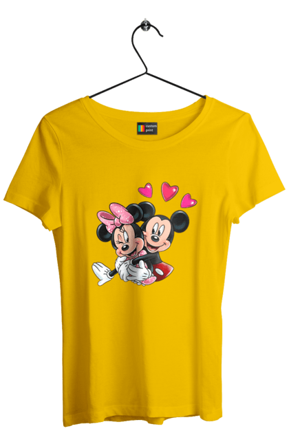 Футболка жіноча з принтом "Міккі Маус та Мінні Маус". Mickey mouse, minnie mouse, дісней, міккі, міккі маус, мінні маус, мультфільм. 2070702