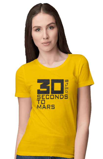 Футболка женская с принтом Thirty Seconds to Mars. 30 seconds, 30 секунд, thirty seconds, альтернативный рок, группа, музыка, рок, хард-рок. 2070702