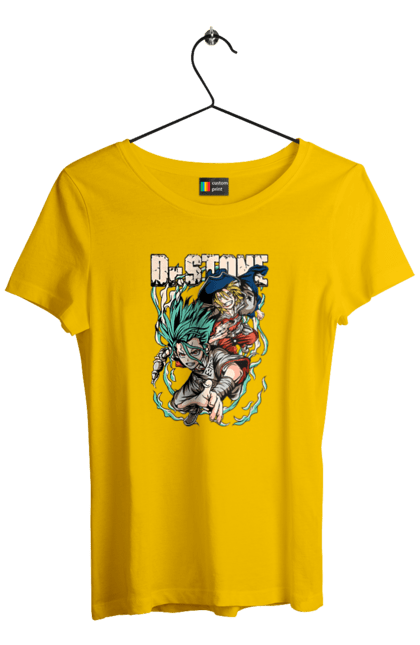 Women's t-shirt with prints Dr. Stone Senku and Ryuusui. Anime, dr. stone, ishigami, manga, ryuusui, ryuusui nanami, senku, senku ishigami. 2070702