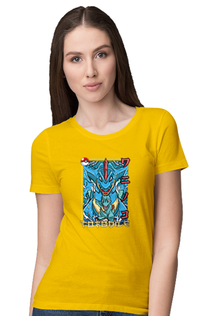 Women's t-shirt with prints Pokemon Totodile. Nintendo, pokemon, pokemon go, totodile. 2070702