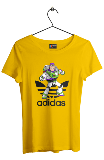 Футболка жіноча з принтом "Adidas Базз Лайтер". Adidas, buzz lightyear, toy story, адідас, базз лайтер, історія іграшок, мультфільм. 2070702