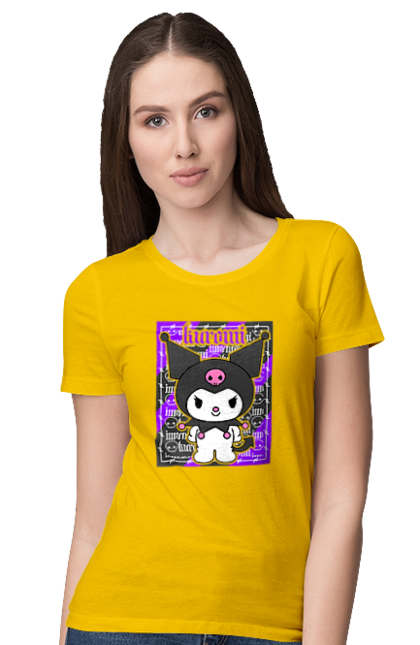 Women's t-shirt with prints Hello Kitty Kuromi. Anime, character, hello kitty, kuromi, my melody, sanrio. 2070702