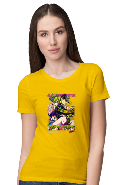 Women's t-shirt with prints JOJO Jolyne Cujoh. Anime, jojo, jojo`s bizarre adventure, jojo’s bizarre adventure, jolyne cujoh, manga. 2070702