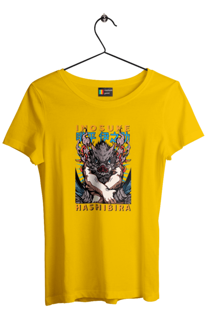 Women's t-shirt with prints Demon Slayer Inosuke. Anime, demon slayer, inosuke, inosuke hashibira, kimetsu no yaiba, manga. 2070702