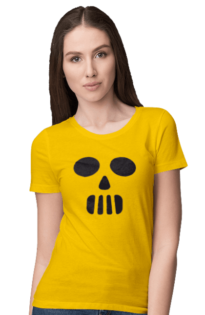 Women's t-shirt with prints Halloween pumpkin face. Costume, halloween, holiday, october, october 31, pumpkin, scary, sweets, trick or treat. 2070702