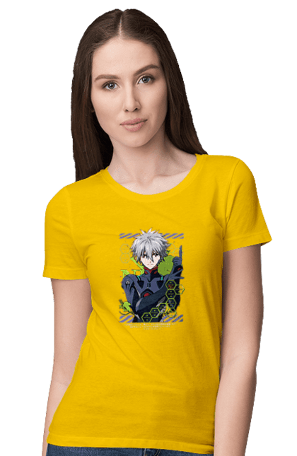 Футболка жіноча з принтом "Євангеліон Каору". Kaworu, kaworu nagisa, neon genesis evangelion, nerv, аніме, єва, євангеліон, каору, каору наґіса, манга. 2070702