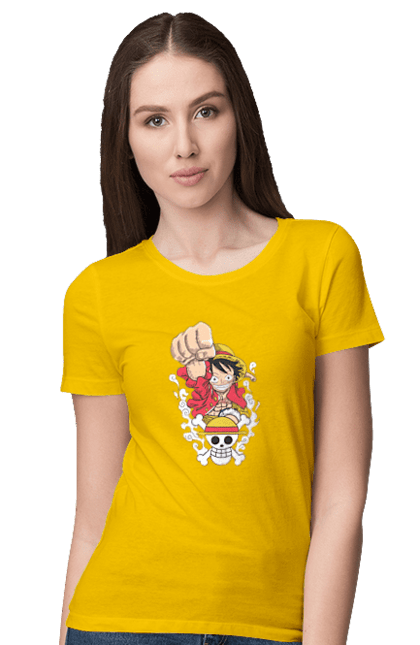 Women's t-shirt with prints One Piece Luffy. Anime, luffy, manga, monkey de luffy, one piece, pirates. 2070702