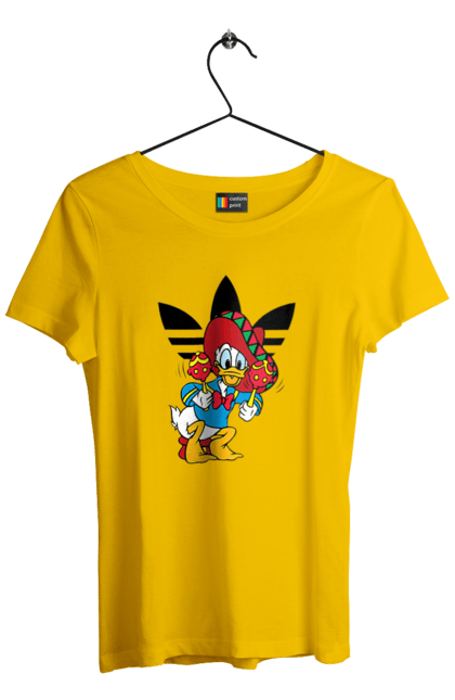 Women's t-shirt with prints Adidas Donald Duck. Adidas, animated series, cartoon, daisy duck, donald duck. 2070702