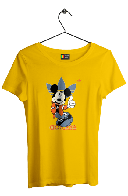 Футболка жіноча з принтом "Adidas Міккі Маус". Adidas, mickey mouse, адідас, дісней, міккі, міккі маус, мультфільм. 2070702