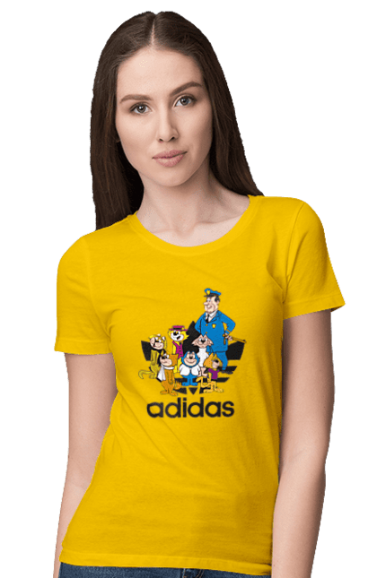 Футболка жіноча з принтом "Adidas Top Cat". Adidas, top cat, адідас, кіт, коти, мульт, мультсеріал. 2070702